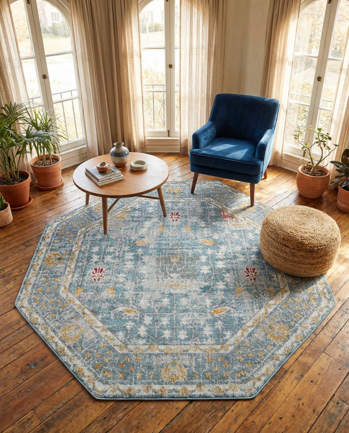 Arcadia Rugs Collection Area Rug -  Olympus Octagon Blue  lifestyle 71