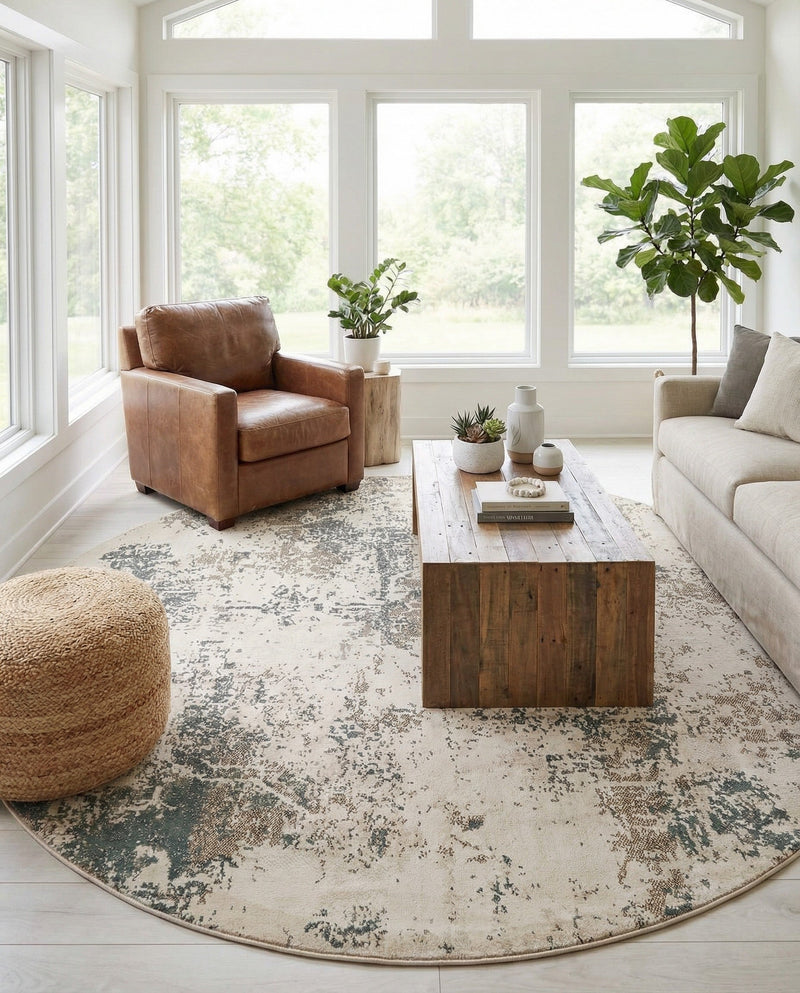 Gobi Sands Collection Area Rug -  Shapotou Round Beige  lifestyle 36
