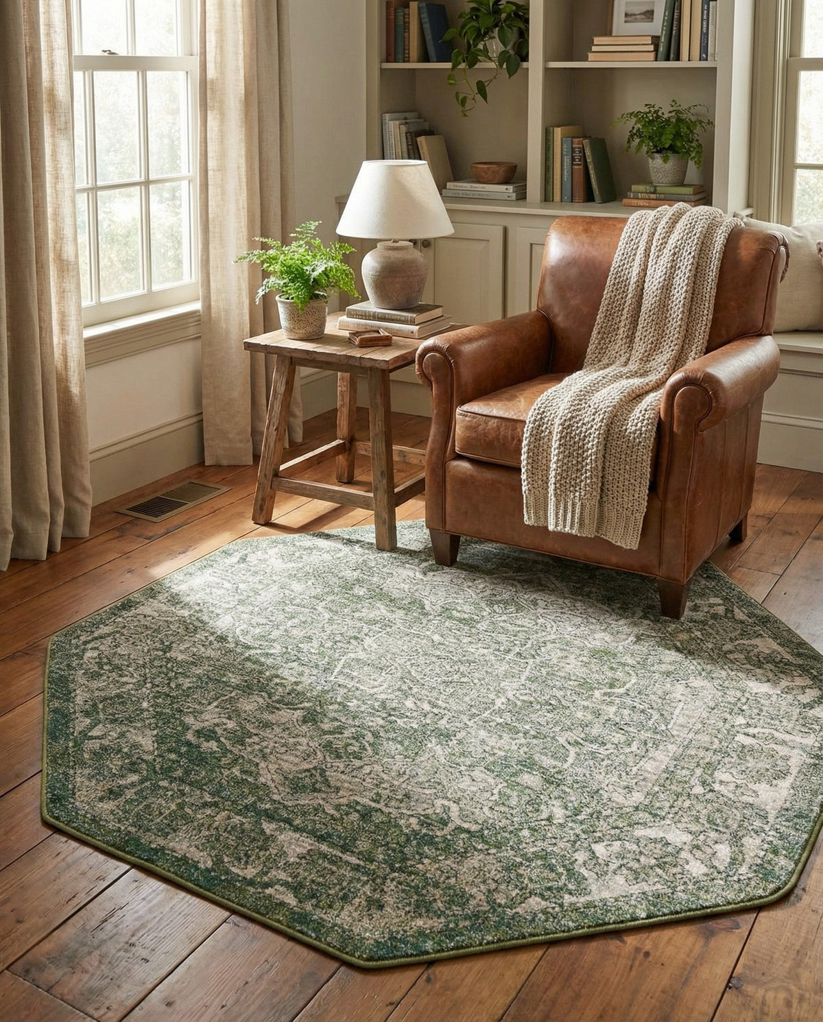 Savannah Soiree Collection Area Rug -  Everglade (Green) Octagon Green  lifestyle 81