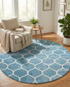 Trellis Mosaic Collection Area Rug -  Pergolatown (Light Blue) Round Light Blue  lifestyle 59