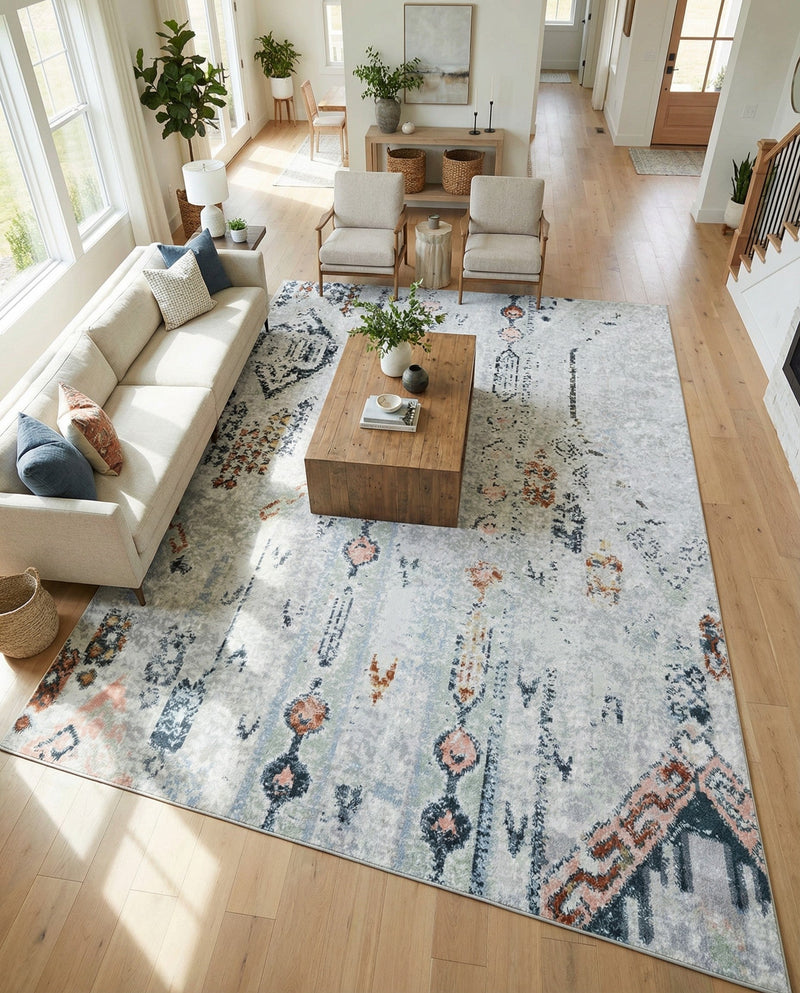 Aegean Elegance Washables Collection Area Rug -  Zakynthos Rectangle Ivory Gray  lifestyle 49