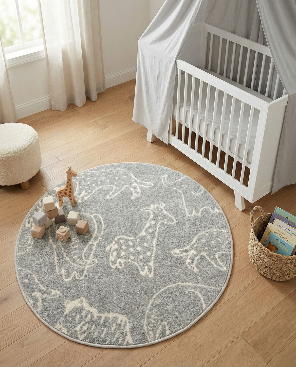 Wonder Tykes Collection Area Rug -  Spectrum Round Gray  lifestyle 141
