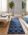 Hollywood Luxe Collection Area Rug -  Beverly (Navy Blue Silver) Runner Navy Blue Silver  lifestyle 47