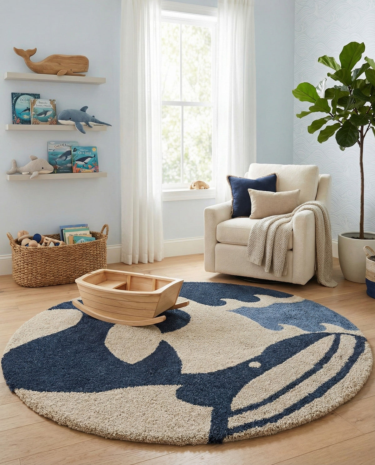 Briarwood Looms Collection Area Rug -  Glenridge Round Navy Blue and Ivory  lifestyle 2