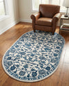 Charleston Elegance Collection Area Rug -  Seaport (White Blue) Oval White Blue  lifestyle 76
