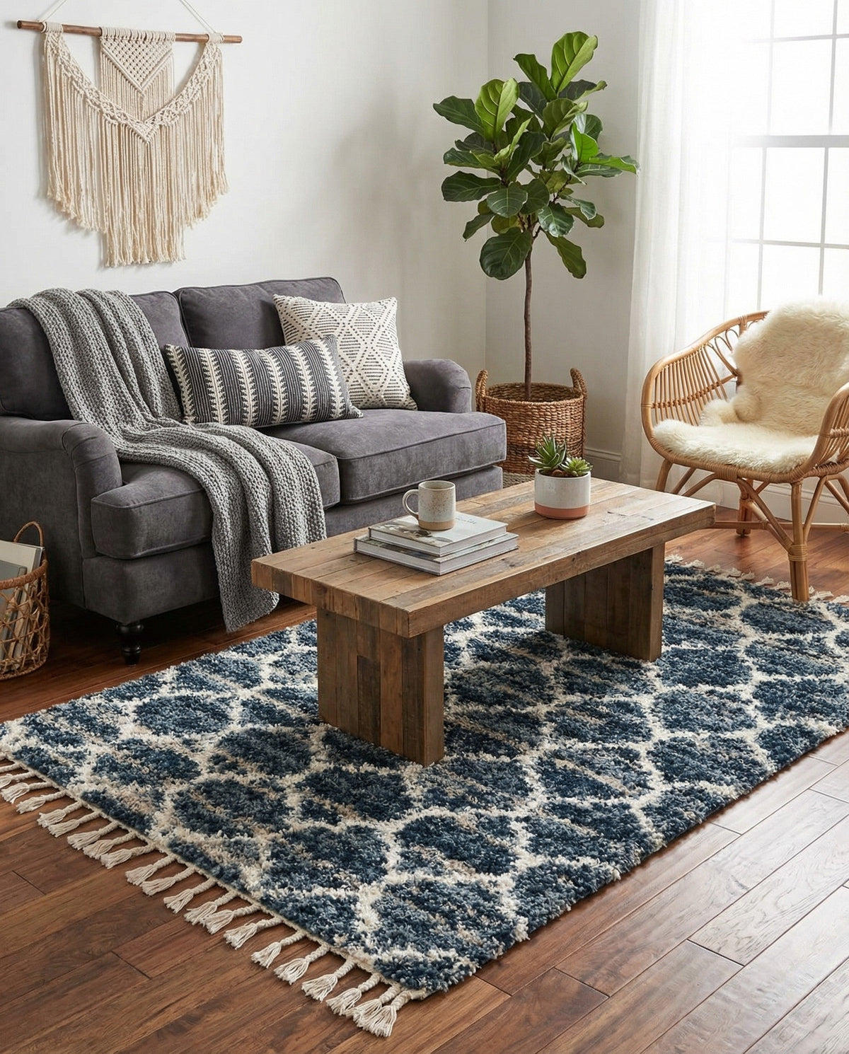 Cozy Cove Shag Collection Area Rug - Marina Rectangle Blue  lifestyle 37