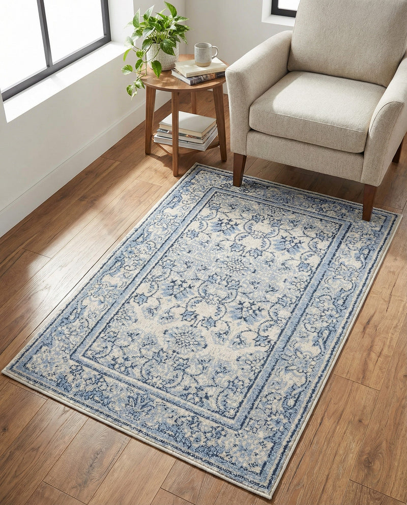 Horizon Collection Area Rug -  Meridian Rectangle Ivory Blue  lifestyle 19