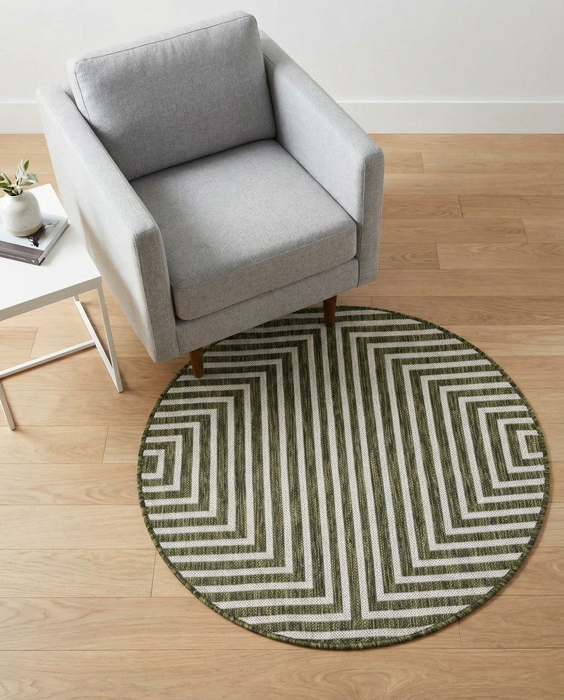 Urban Terrace Collection Area Rug -  Astoria (Green) Round Green  lifestyle 19