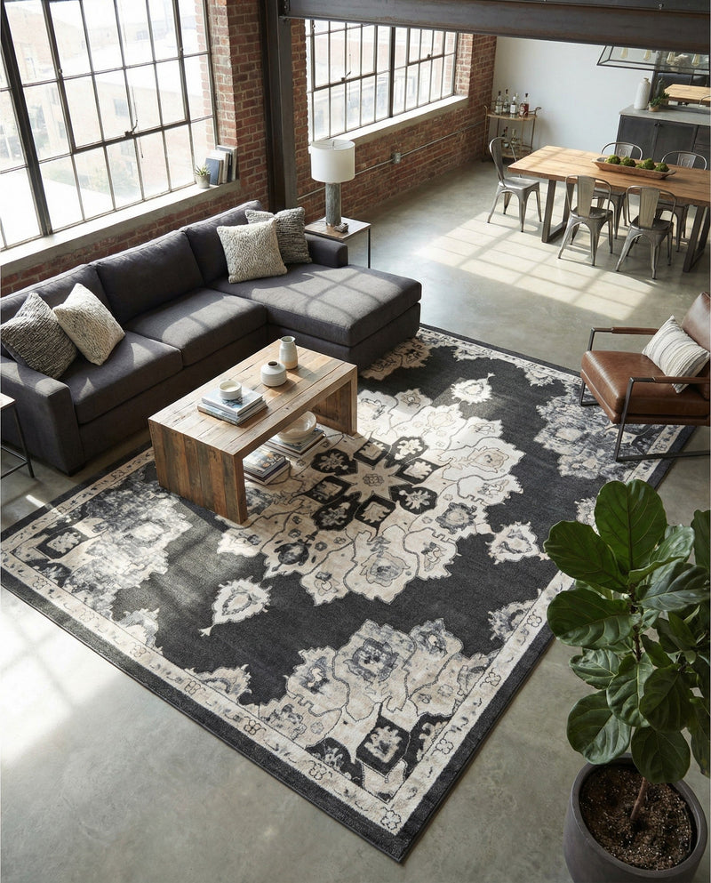 Beverly Grove Collection Area Rug - Melrose (Charcoal) Rectangle Charcoal  lifestyle 4