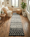 Mediterranean Lattice Collection Area Rug -  Casablanca (Black and White) Runner Black and White  lifestyle 46