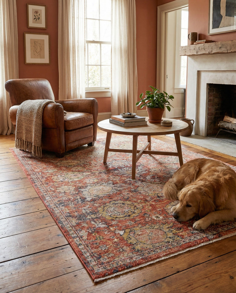 Seville Stripes Collection Area Rug -  Cordoba (Brick Red) Rectangle Brick Red  lifestyle 8