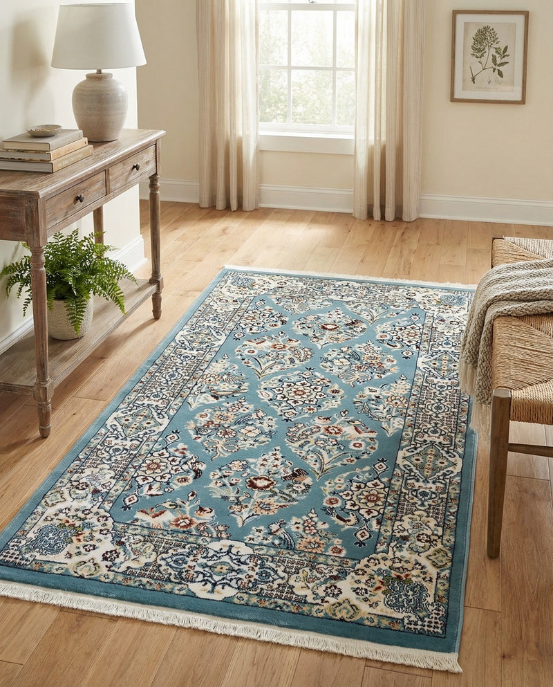 Persian Elegance Collection Area Rug -  Yazd Rectangle Blue  lifestyle 14