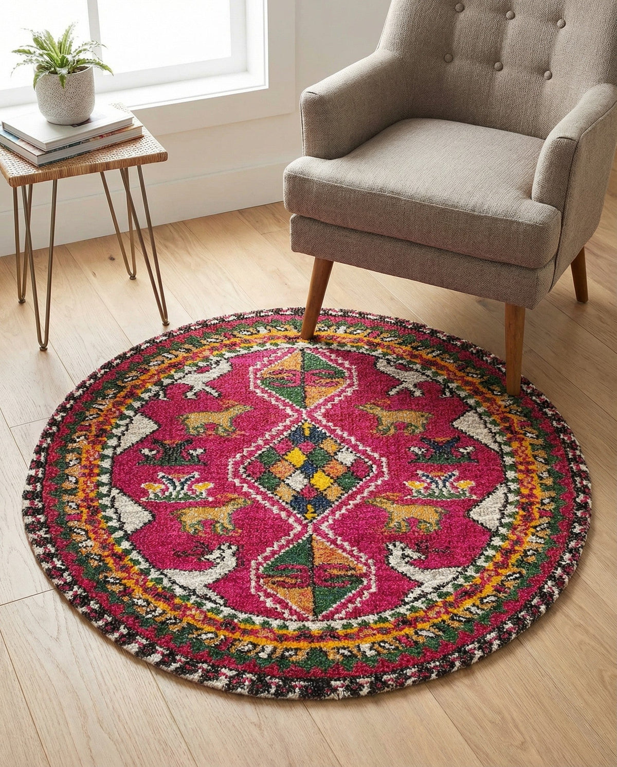 Sedona Vista Collection Area Rug -  Nolina Round Pink  lifestyle 89