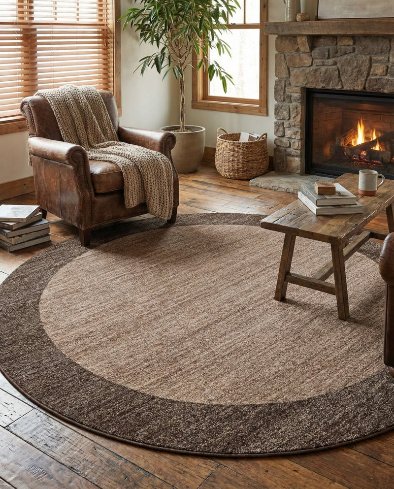 Studio Haven Collection Area Rug -  Conservatory (Light Brown) Round Light Brown  lifestyle 69