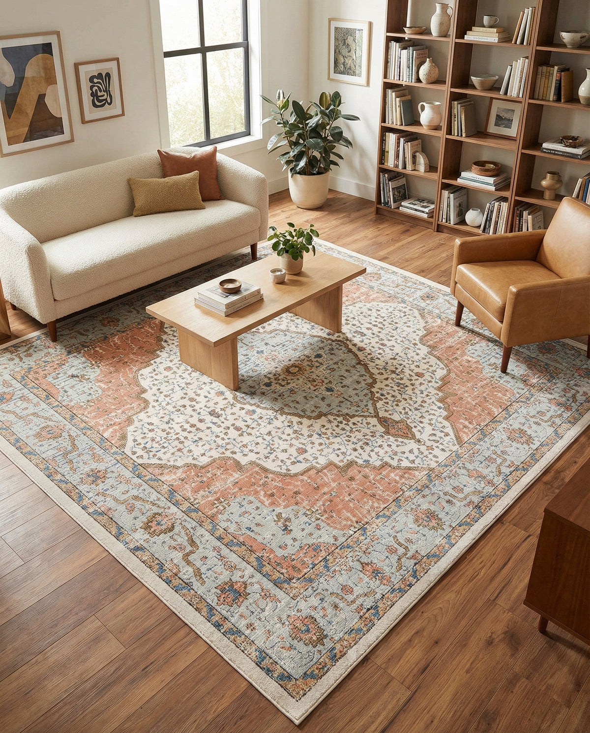 Mykonos Manor Collection Area Rug - Delos Square Ivory  lifestyle 164
