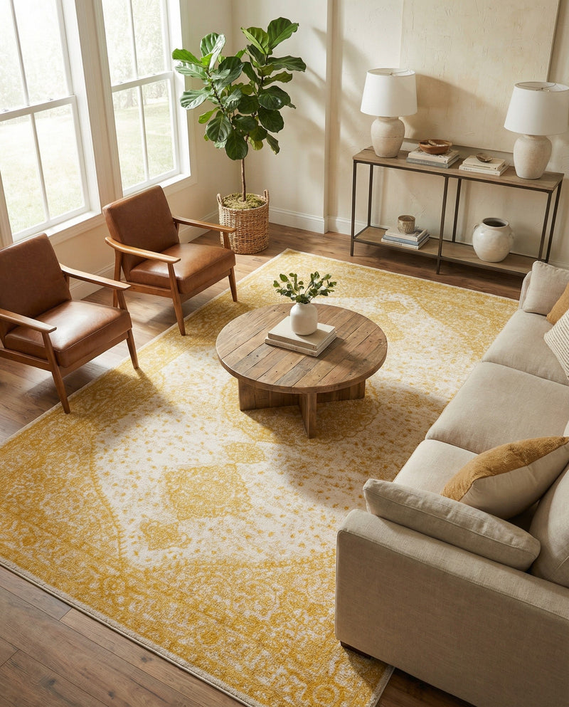 Dover Terrace Collection Area Rug - Marina (Yellow) Rectangle Yellow  lifestyle 16