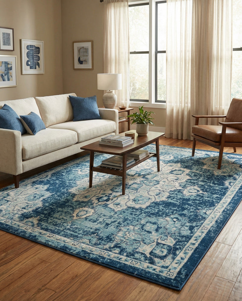 Beverly Grove Collection Area Rug - Melrose (Navy Blue) Rectangle Navy Blue  lifestyle 13
