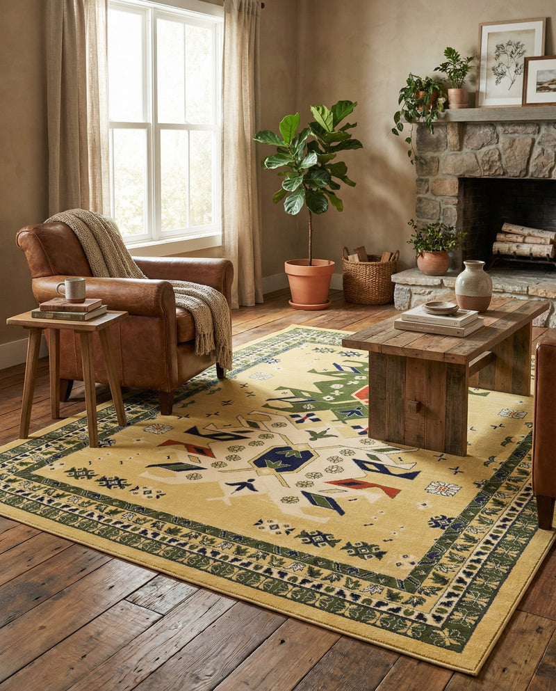 Tabriz Tapestries Collection Area Rug - Azerbaijan (Cream) Rectangle Cream  lifestyle 4
