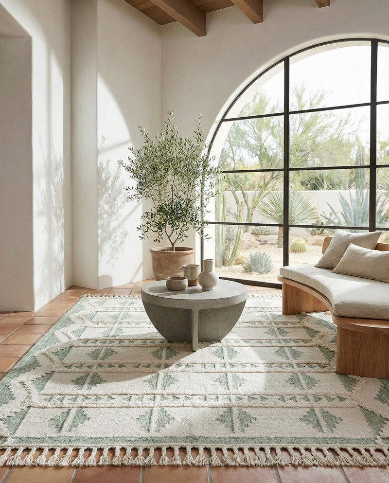 Sonoran Collection Area Rug - BellRock Rectangle Aquamarine and White  lifestyle 18