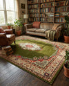 Tabriz Tapestry Collection Area Rug - Azerbaijan (Green) Rectangle Green  lifestyle 8