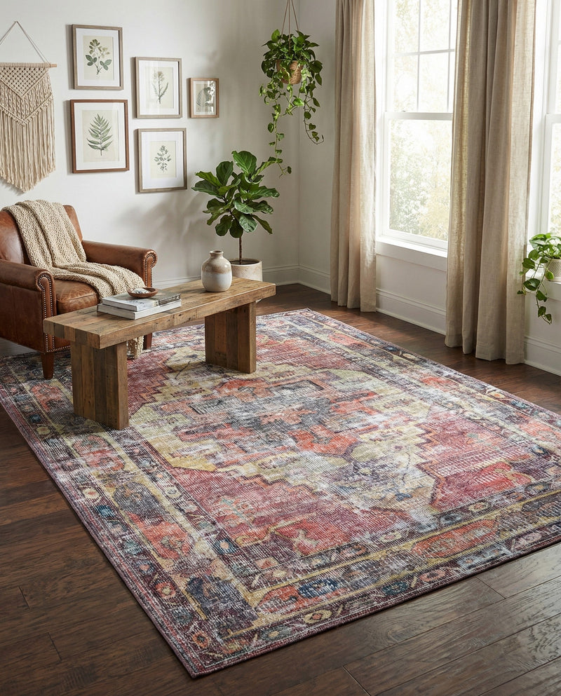 Zahara Oasis Collection Area Rug -  Rabat Rectangle Yellow Pink  lifestyle 20