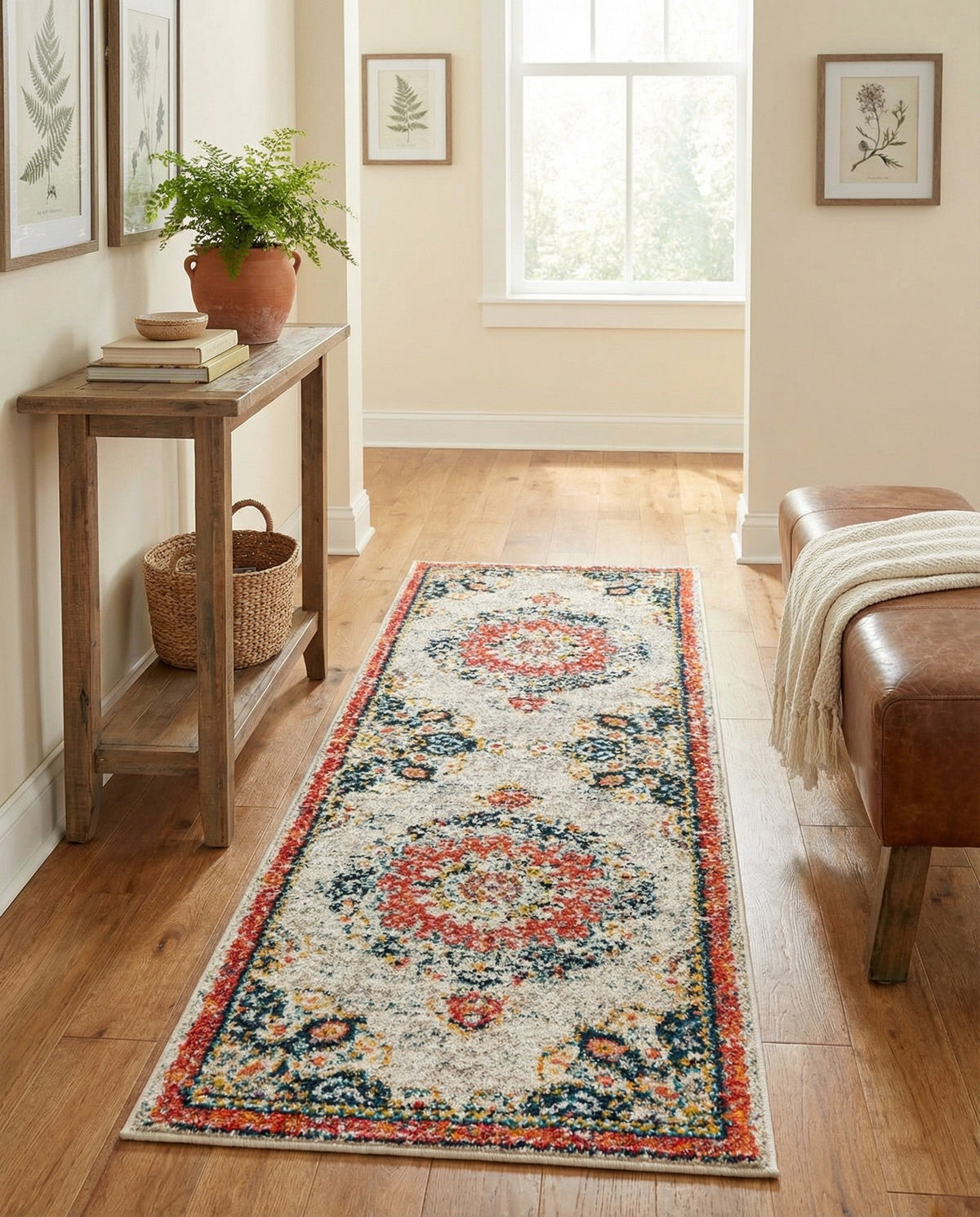 Brighton Terrace Collection Area Rug - Hove (Ivory) Runner Ivory  lifestyle 71