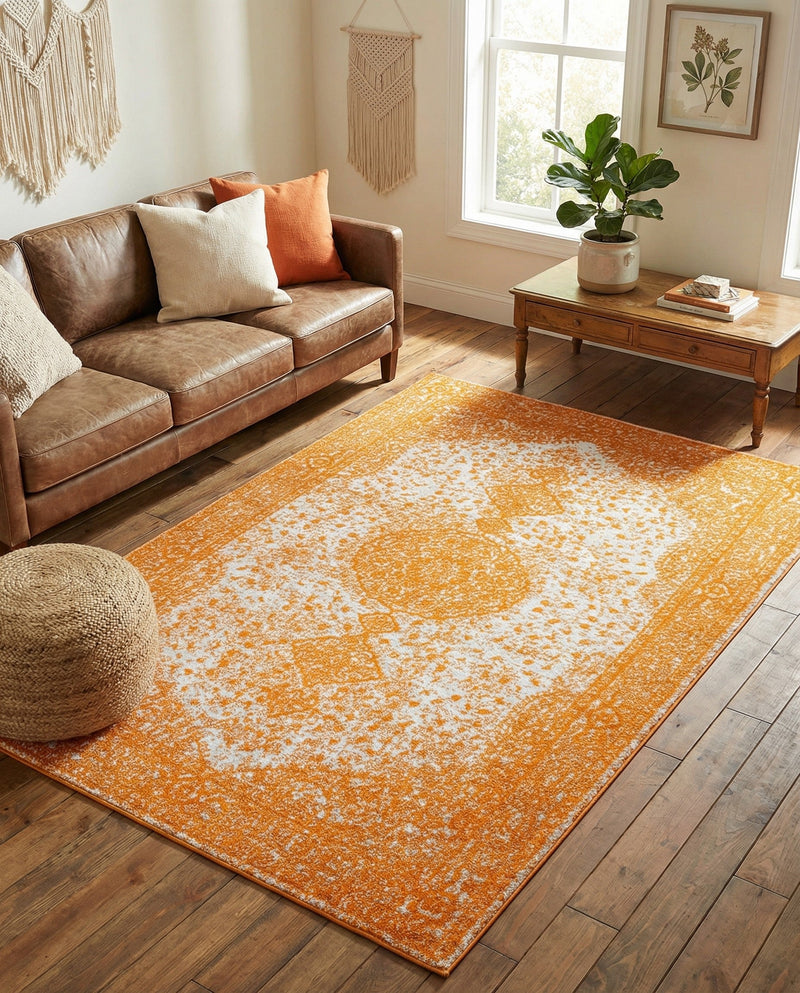 Dover Terrace Collection Area Rug - Marina (Orange) Rectangle Orange  lifestyle 7