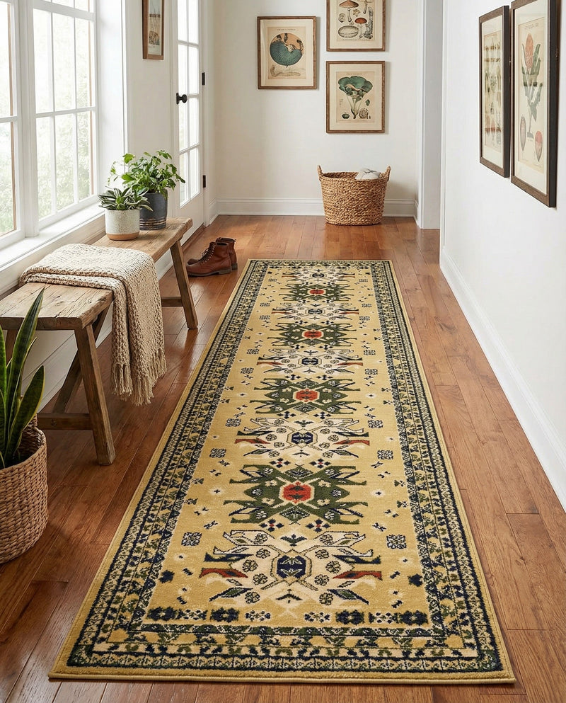 Tabriz Tapestries Collection Area Rug - Azerbaijan (Cream) Runner Cream  lifestyle 51