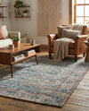 Savannah Threads Collection Area Rug - Tybee Rectangle Teal blue  lifestyle 14