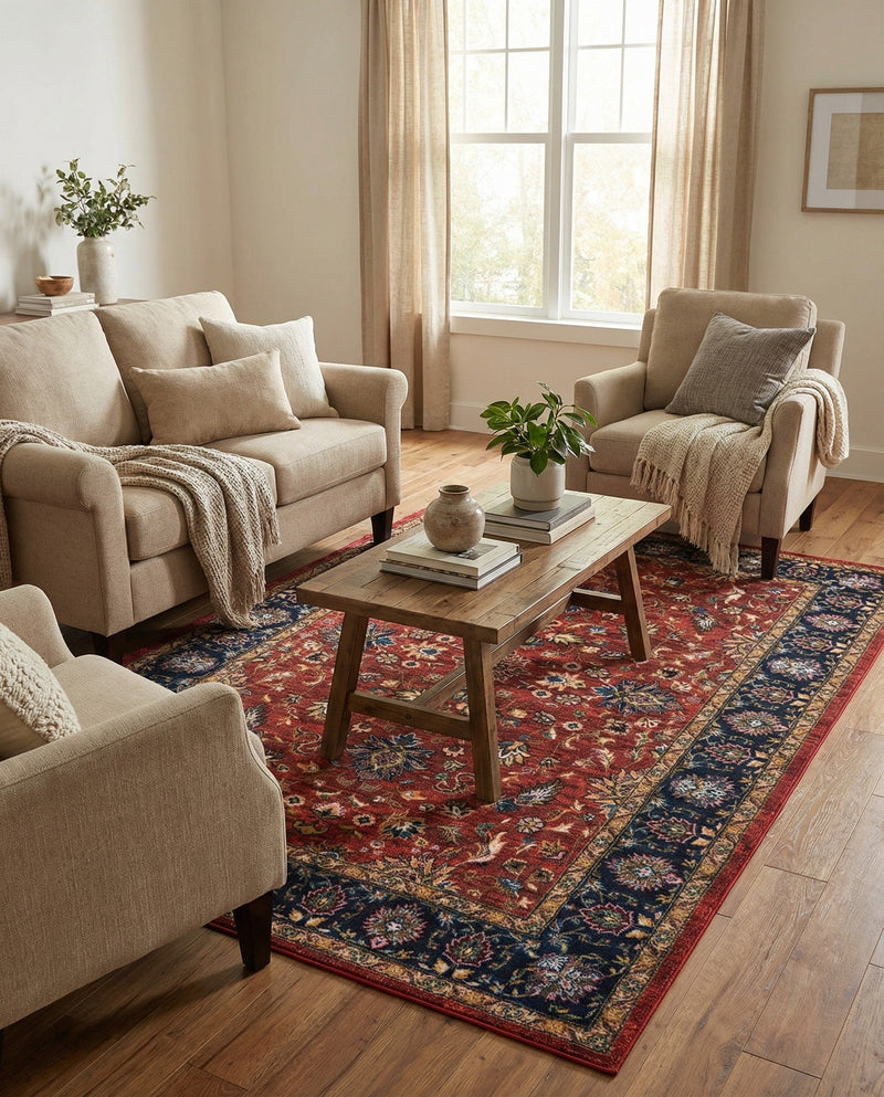 Casablanca Tapestry Collection Area Rug -  Marrakech (Classic Red) Rectangle Classic Red  lifestyle 5