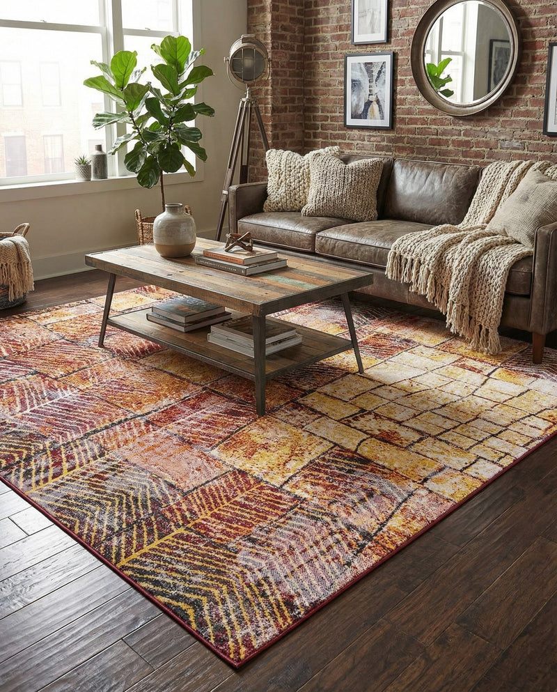 Seville Elegance Collection Area Rug - Cordoba Rectangle Rust Red  lifestyle 23