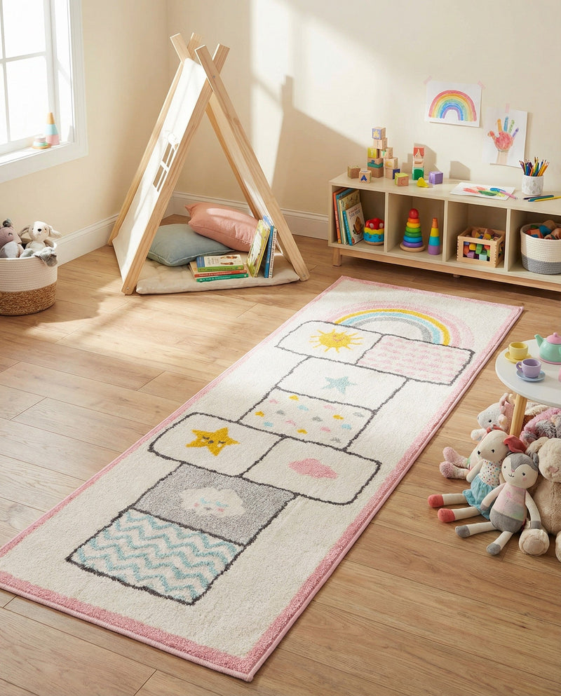 Wonder Tykes Collection Area Rug -  Swirl Runner Ivory  lifestyle 29