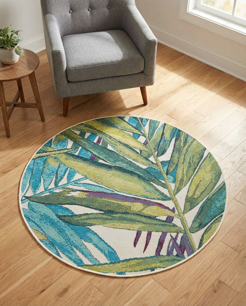 Seaside Blooms Collection Area Rug -  Arcadia Round Multi  lifestyle 42