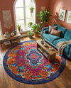 Caribbean Cove Collection Area Rug -  Nevis Round Fuchsia  lifestyle 55