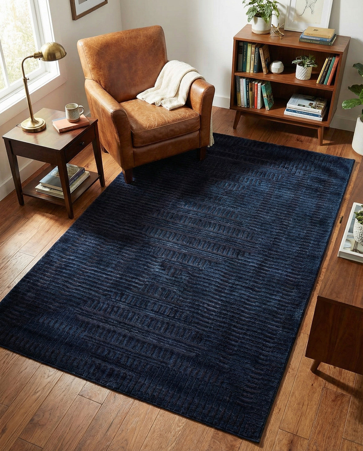 Haven Tapestry Collection Area Rug -  TranquilGlade Rectangle Inkwell Blue  lifestyle 13