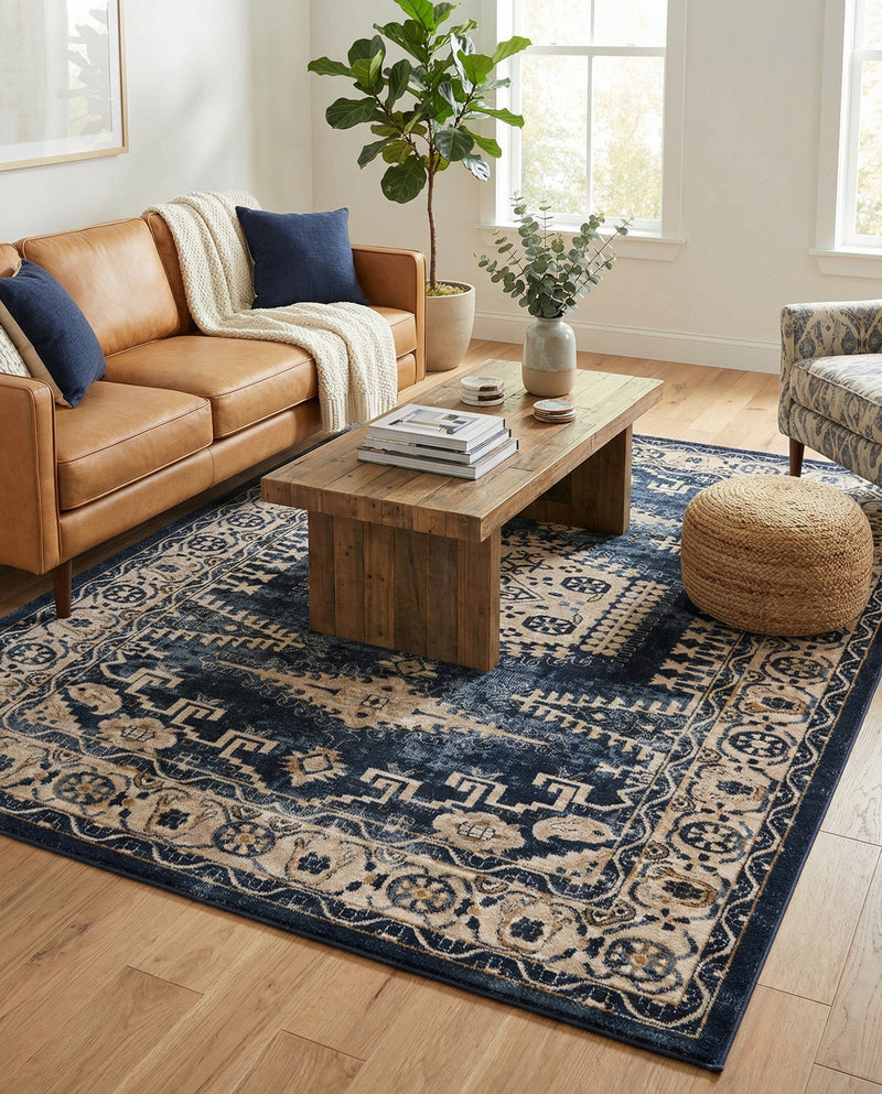 Eden Oasis Collection Area Rug -  Refuge (Dark Blue) Rectangle Dark Blue  lifestyle 17