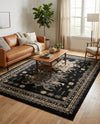 Tabriz Tapestries Collection Area Rug - Azerbaijan (Black) Rectangle Black  lifestyle 3