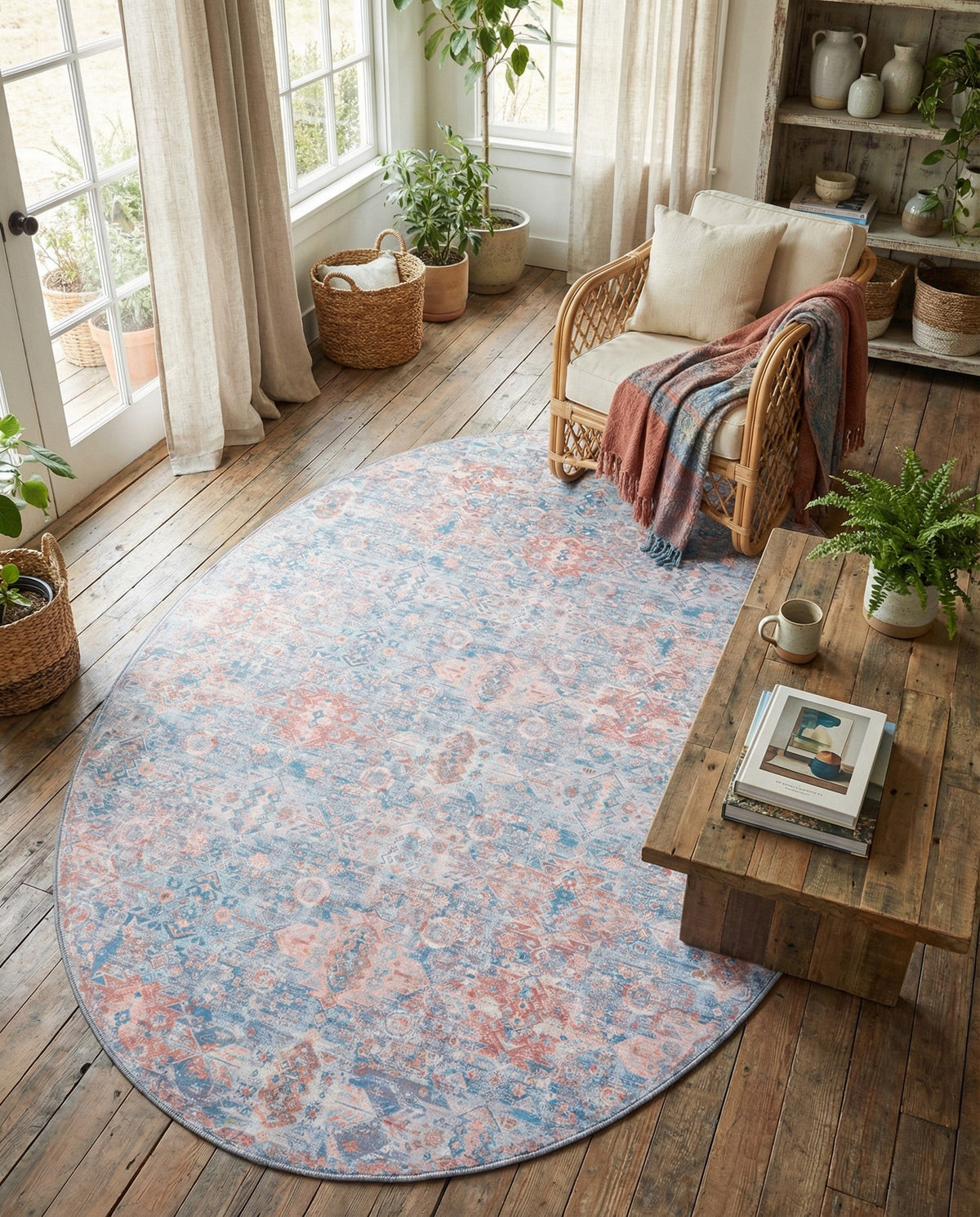Heritage Elegance Collection Area Rug -  Potala Oval Blue  lifestyle 111