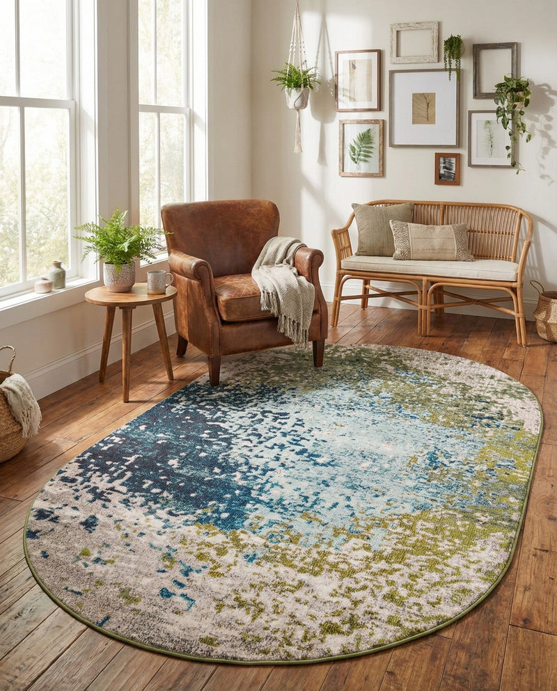 Marrakesh Elegance Collection Area Rug -  Boujad Oval Blue  lifestyle 93