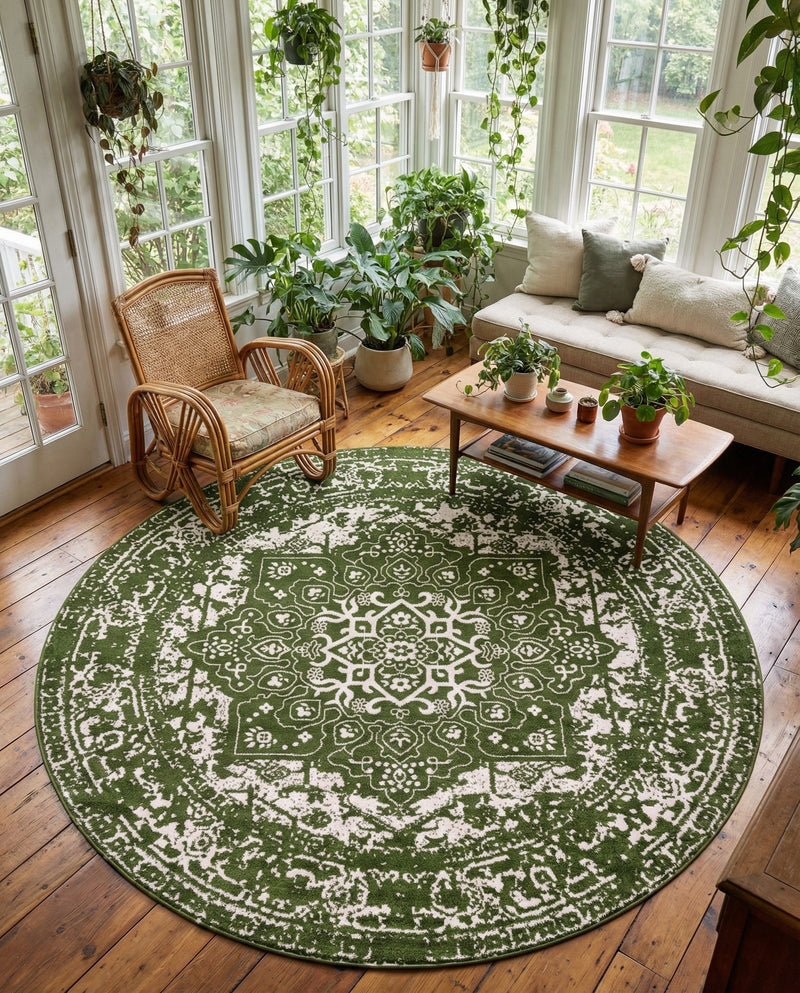 Georgetown Rugs Collection Area Rug - Dupont (Green) Round Green  lifestyle 41
