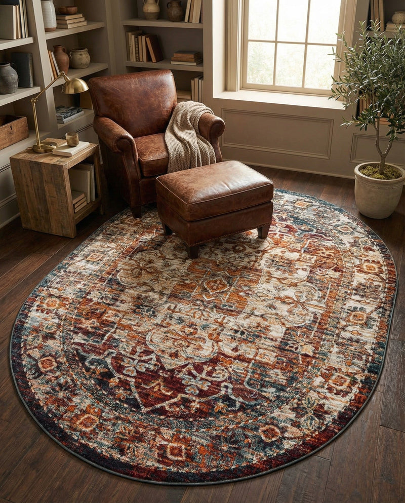 Savannah Soiree Collection Area Rug -  Everglade (Multi) Oval Multi  lifestyle 43