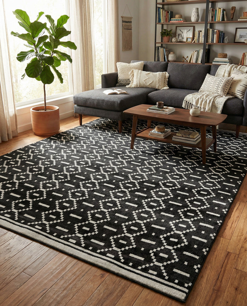 Copenhagen Edge Collection Area Rug -  Tivoli Rectangle Black  lifestyle 28