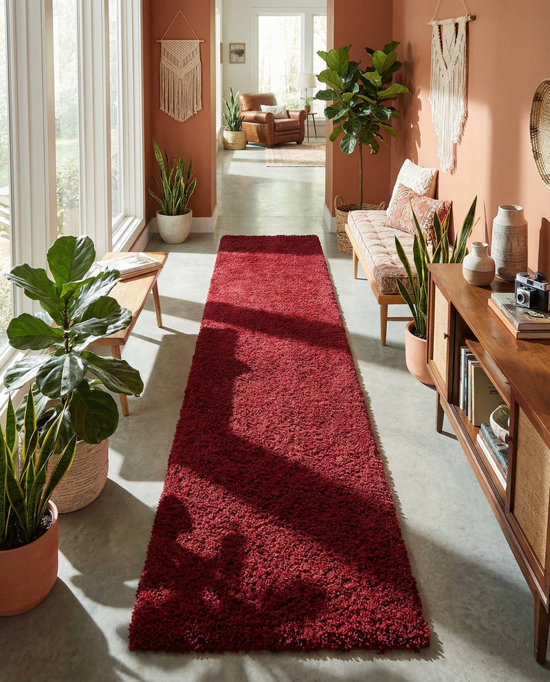 Plush Oasis Collection Area Rug - Serenity (Cherry Red) Runner Cherry Red  lifestyle 62