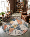 Jewel Oasis Collection Area Rug -  Topaz Round Multi  lifestyle 74
