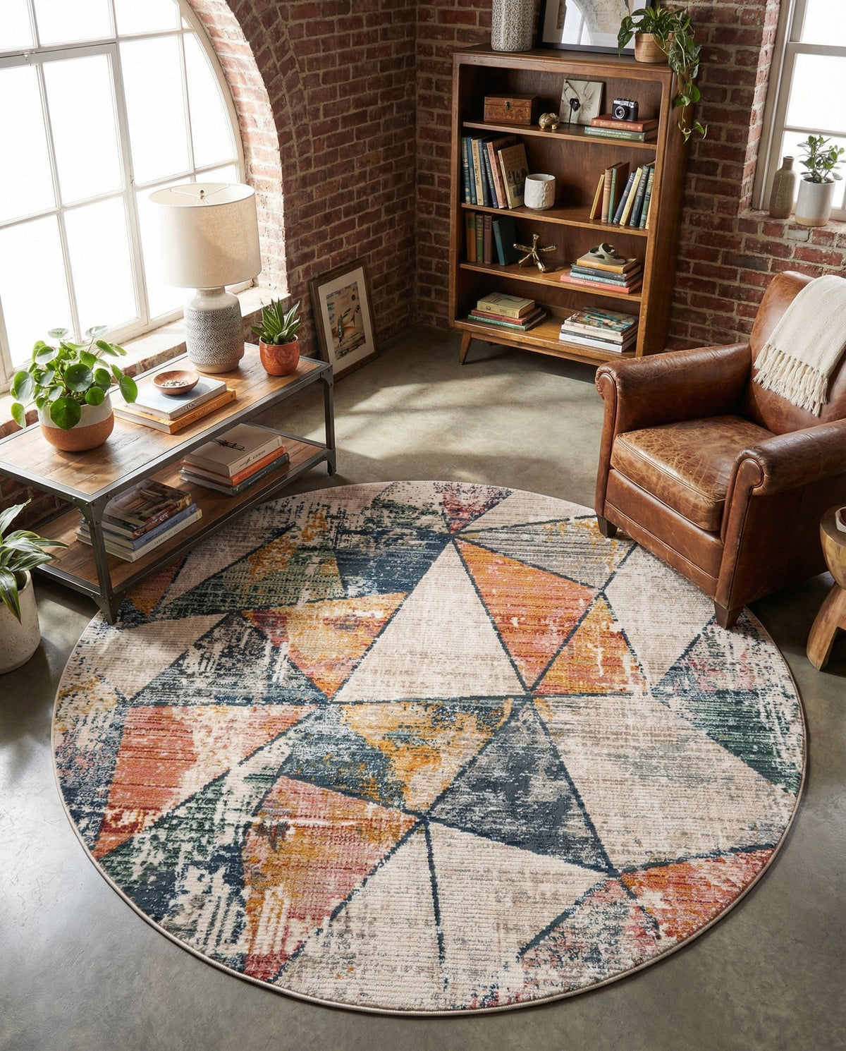 Jewel Oasis Collection Area Rug -  Topaz Round Multi  lifestyle 74