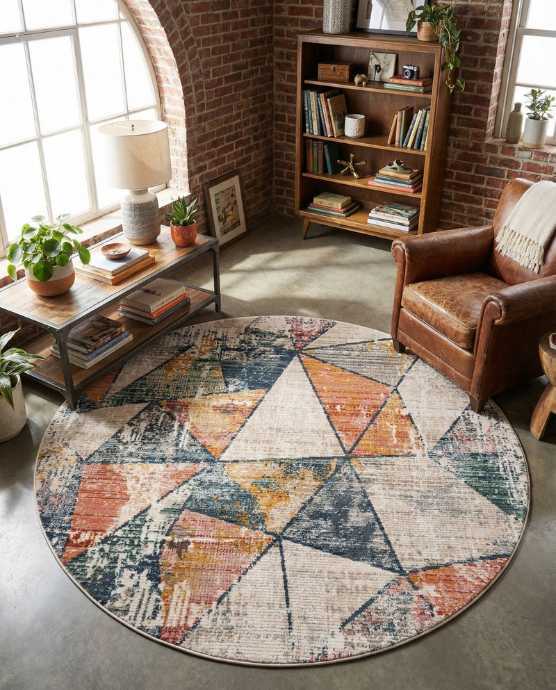Jewel Oasis Collection Area Rug -  Topaz Round Multi  lifestyle 74