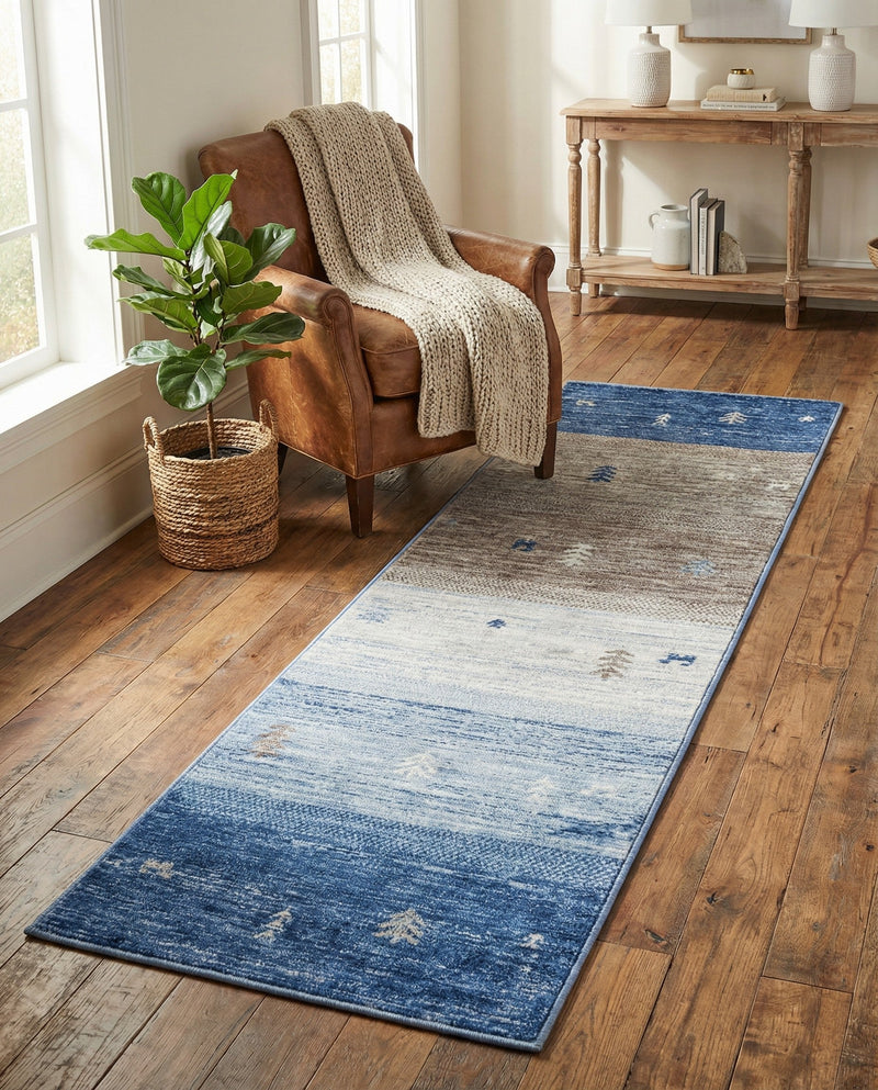 Zagros Shades Collection Area Rug -  Sisakht Runner Blue Gray  lifestyle 56