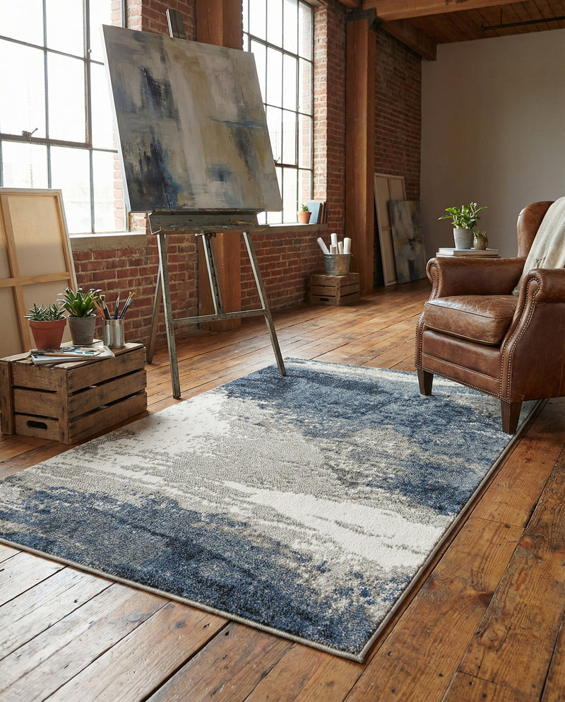 Copenhagen Edge Collection Area Rug - Nyhavn Rectangle Blue  lifestyle 39