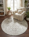 Savannah Elegance Collection Area Rug - Augusta (Light Gray) Round Light Gray  lifestyle 73