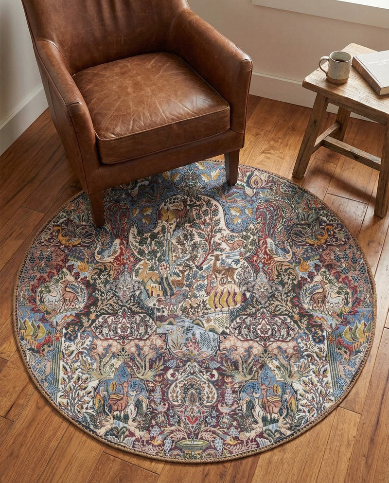 Heritage Elegance Collection Area Rug -  Louvre Round Multi  lifestyle 53